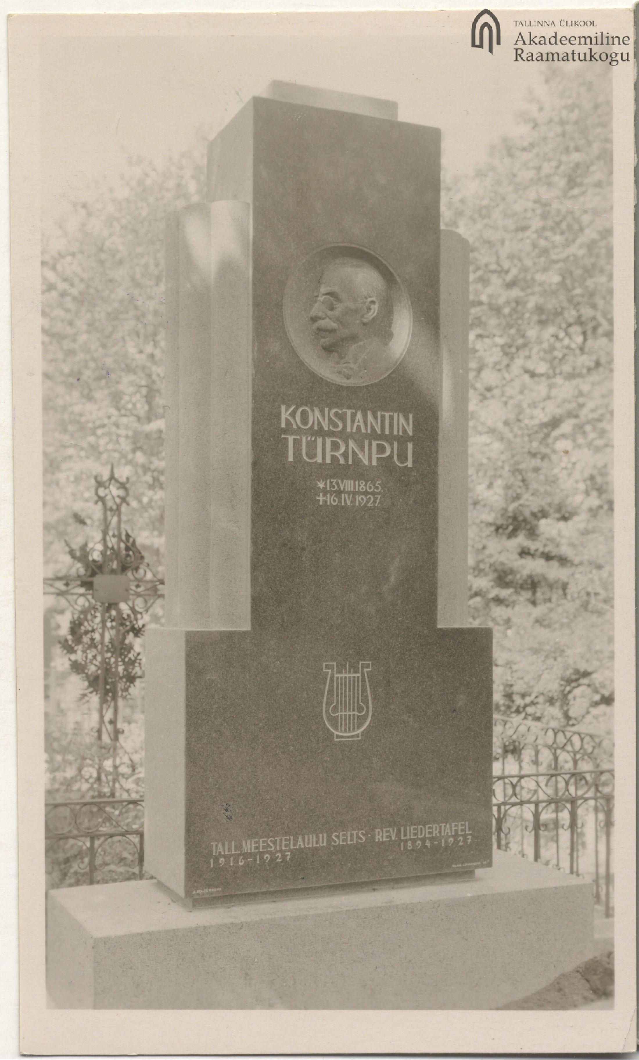 Tallinn. Konstantin Türnpu tomb monument on the Kopli cemetery