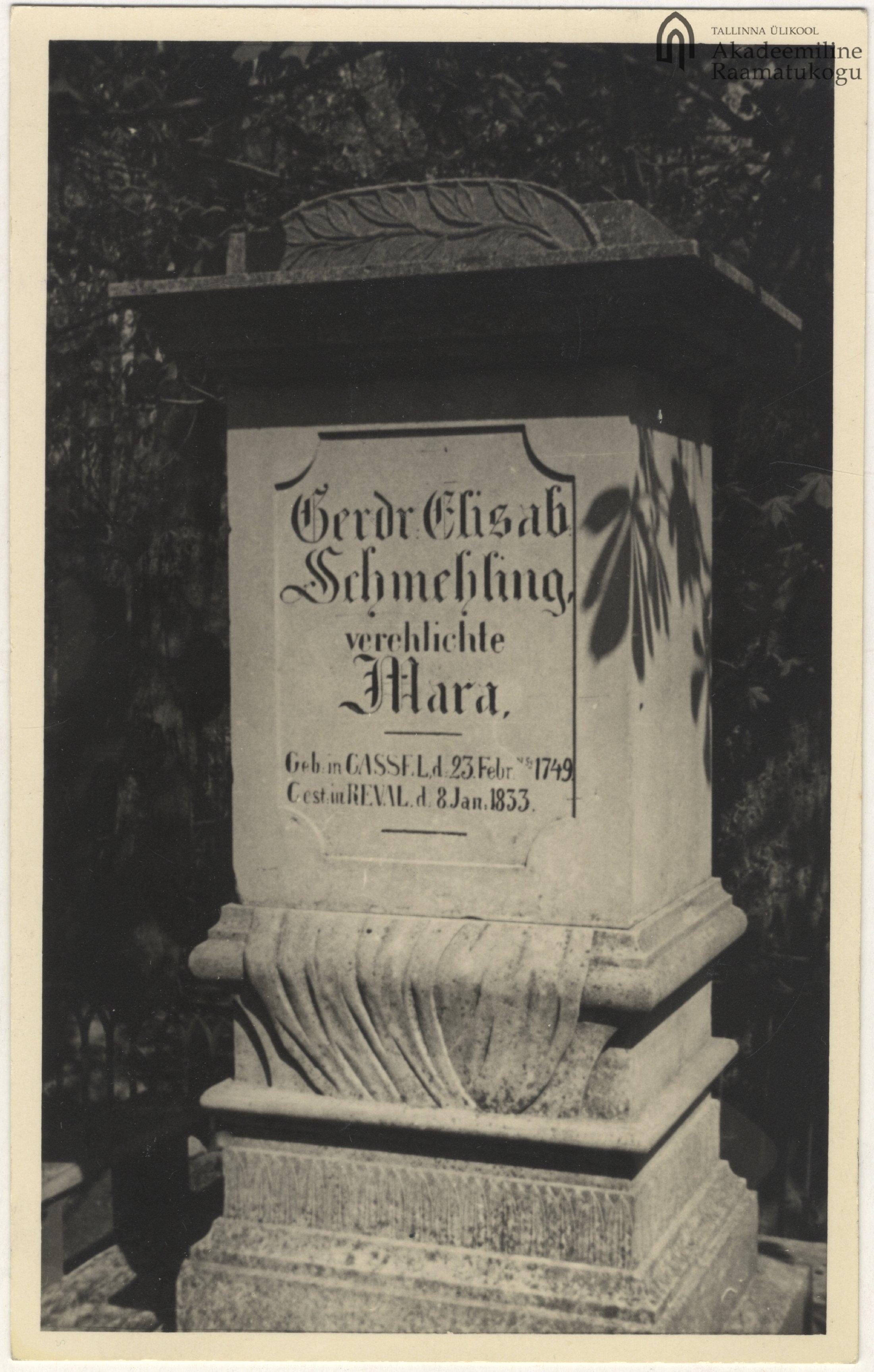 Tallinn. Gertrud Elisabeth Mara funeral monument at the Kopli cemetery