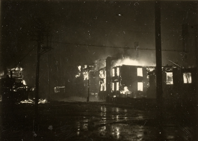 Family Luige House (Videviku 10) burning in the bombing of Tallinn, March 9, 1944