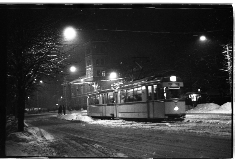 Tram stop at the sea road, view to Viru Square.