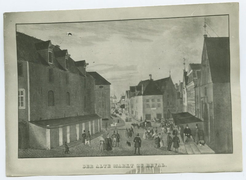 "the old market zu Reval", Old market, view of the Russian street.