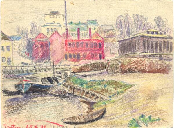 Silicon drawing. From the market building and the Vanemuine River