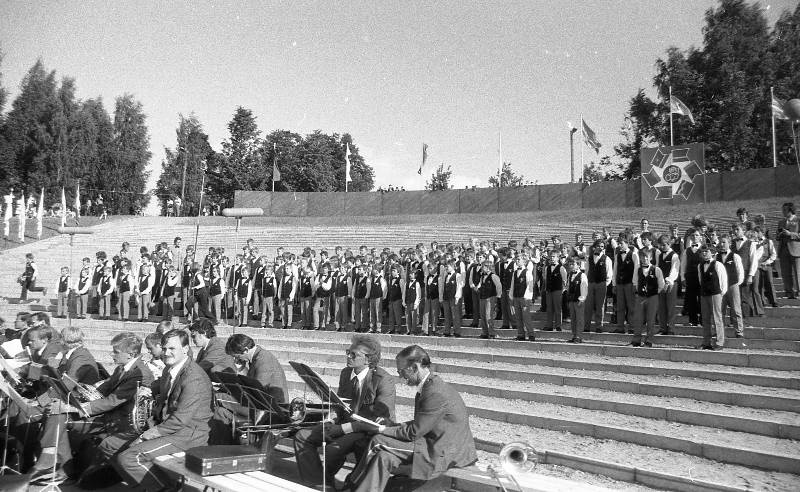 Negative. The III boy choir song festival in Tartu in 1986. A. Nilson's whole. General view on stage.