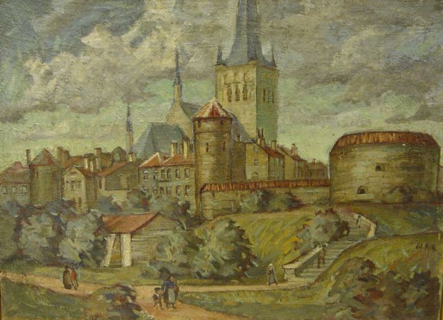 View of Tallinn with the Great Beach Gate and the Oleviste Church