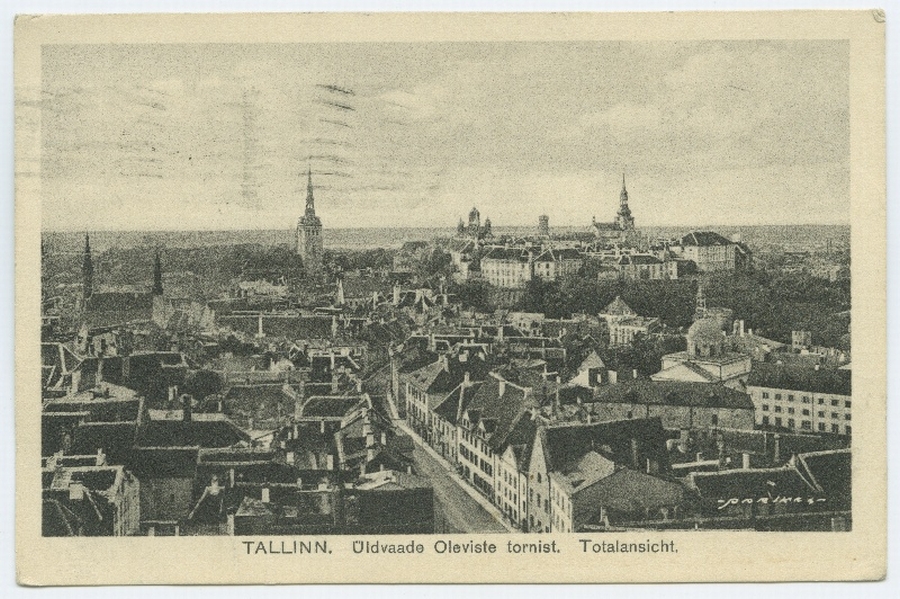 Tallinn general view of the Oleviste Tower.