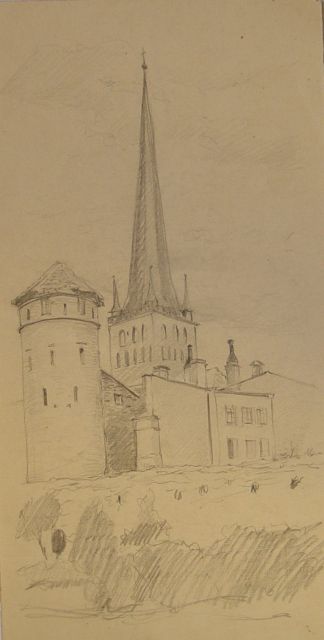 Ernö Koch. View of Stolting and Oleviste towers in Tallinn.