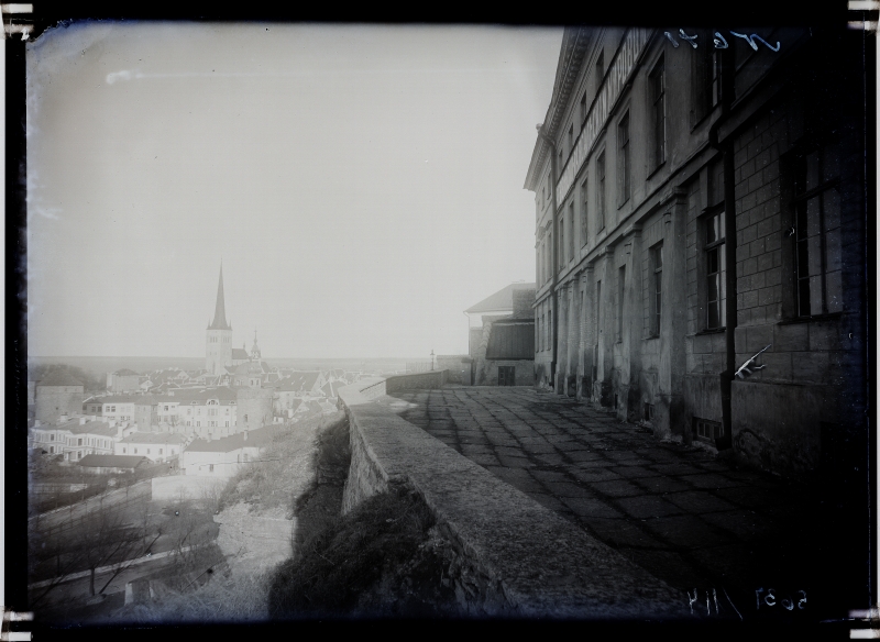 View to Tallinn from Toompea, from Patkuli stairs towards the church and the sea.