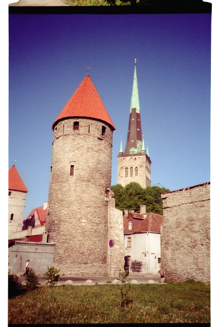 View of Plate Tower and Oleviste Church Tower in Tallinn