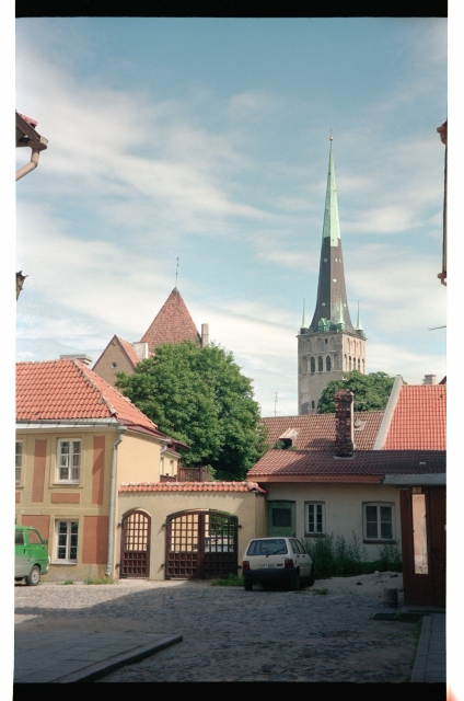 View from Kooli Street towards the Olviste Church in Tallinn Old Town