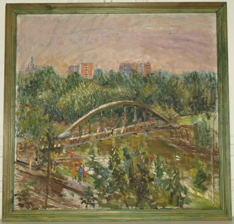 Oil painting. Tartu Card Bridge. 20th century.