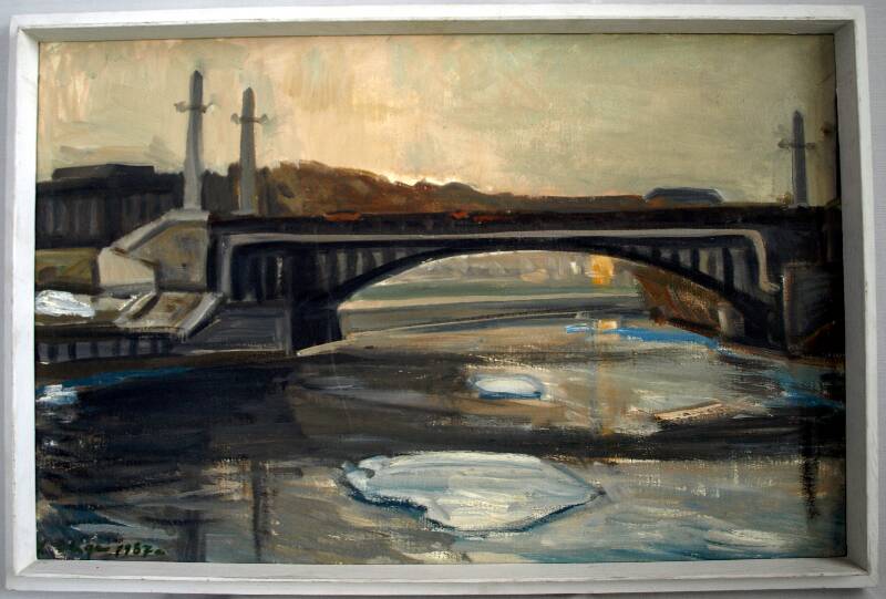 Oil painting. Winning bridge in Tartu.