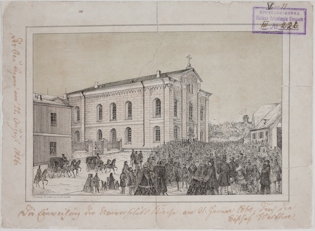 Celebrating the church of the University of Tartu in 1860