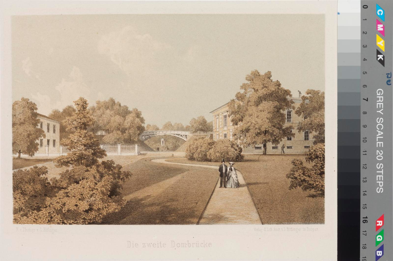 Höflinger, Louis. Bring another bridge. 1860. Colored lithography. Pl 15 x 22,2