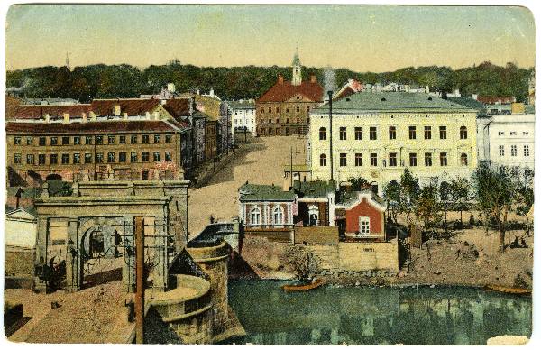 Postcard. Tartu view over the Emajõe Raekoja square. Front stone bridge. 1900-1907