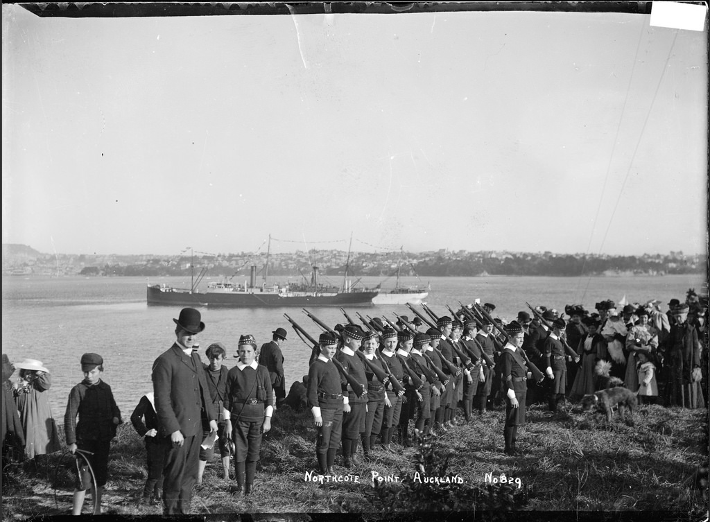 School cadets at Northcote Point, Auckland