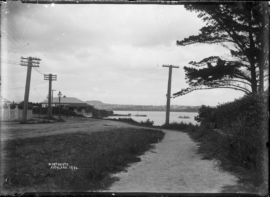 View of Fraser's Corner, Northcote, looking towards Auckland