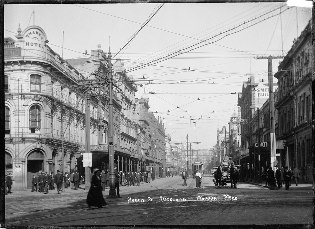 View looking up Queen Street from the Custom Street intersection, Auckland