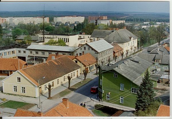 Colour photograph, view Paidele from church tower 1993.