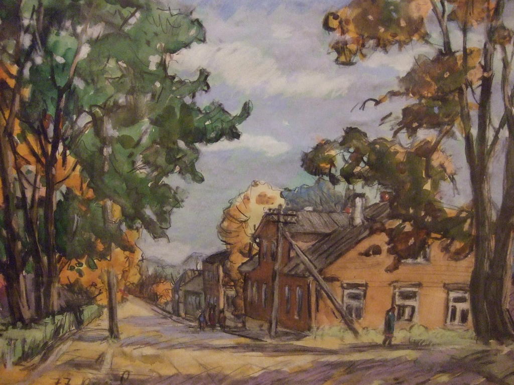 Painting. Elken, Paul. Tartu Street in Võrus.