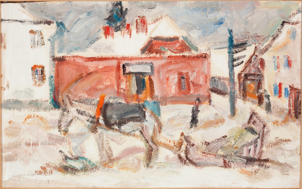 Painting. Winter Võru. Market.