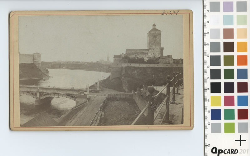 Narva River and bridge - view of the Dark Garden, on the right Narva Fortress.