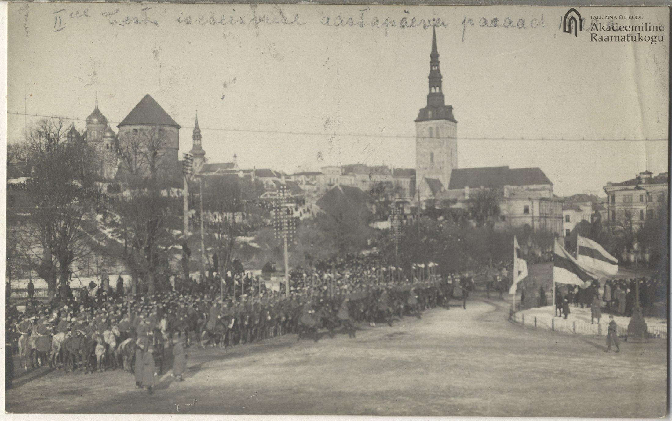 Tallinn. Paradise of the Anniversary of Estonian Independence 24.02.1920 in Tallinn Peetri Square.