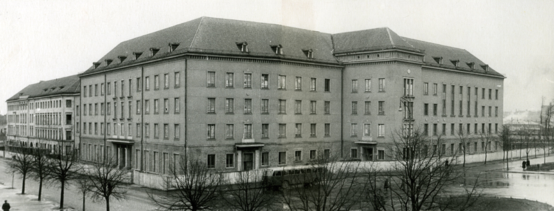 A panoramic view of the building of the Agricultural Cooperation or Academy of Sciences from the Estonian Theatre. Architect Enn Kaar