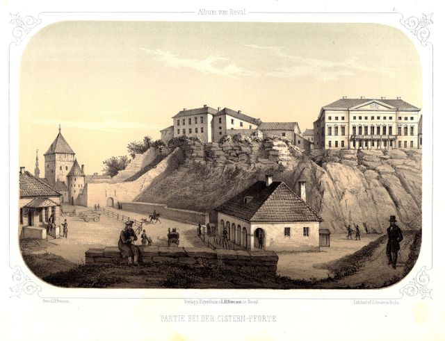 View of Nunne Gate nearby. Page from Tallinn album.