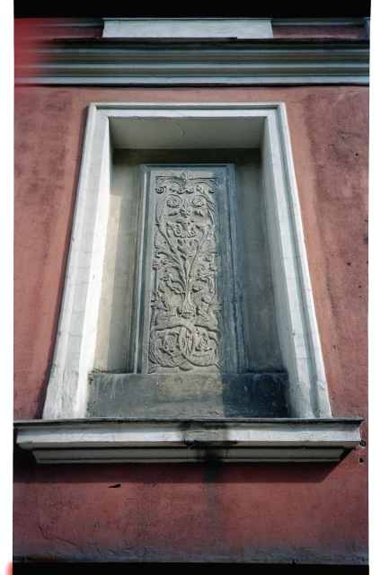 Decorative stone shale on the facade of the building in the Old Town of Tallinn