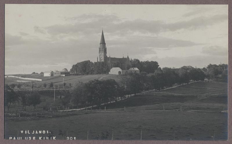Photo, Viljandi, Valuoja org and Paulus Church from the Old Rain