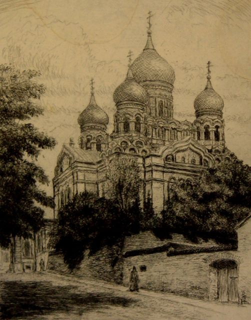 Ernö Koch. View of the Cathedral of Saint Alexander Nevski.