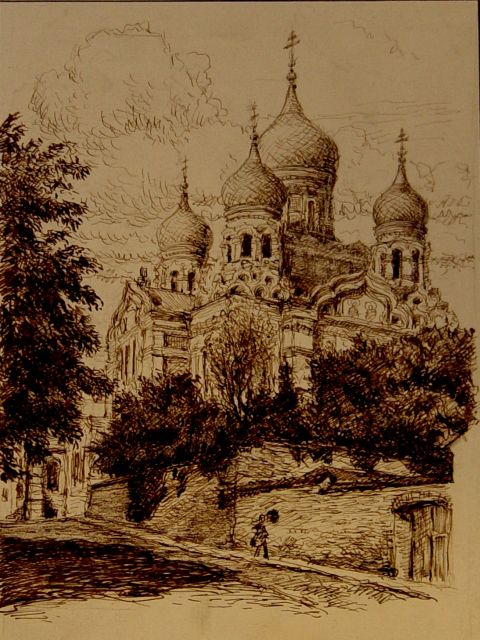 Ernö Koch. View of the Cathedral of Saint Alexander Nevski.