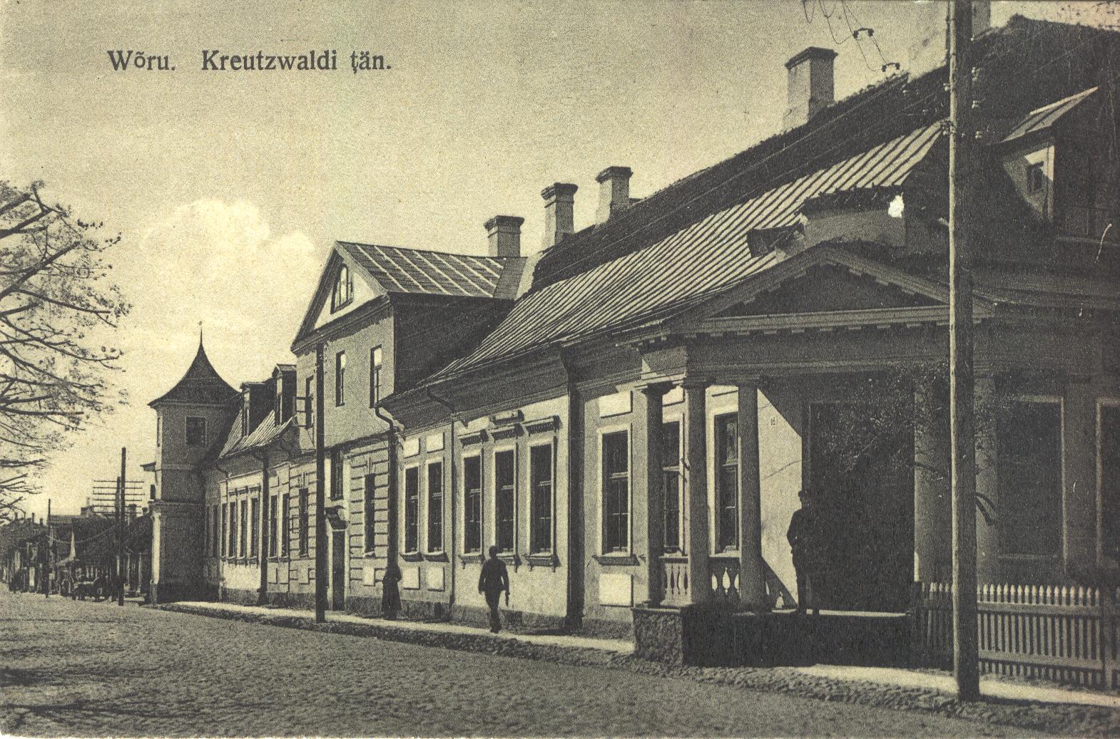 Printing Card. Võru. Former Krümmer school building.