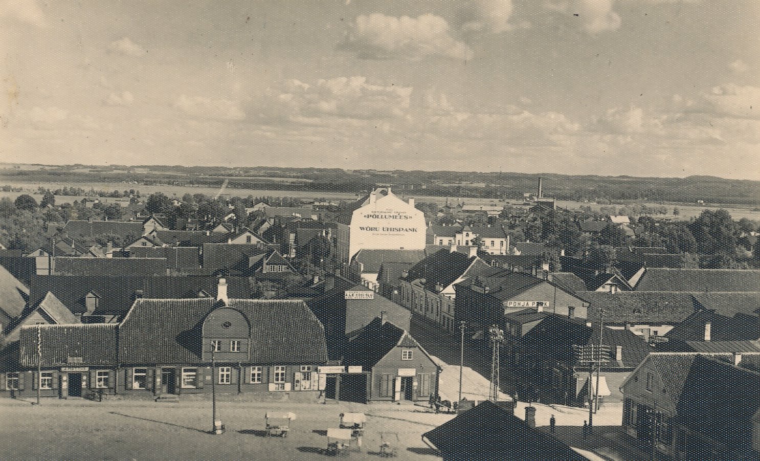Photo.view to the city of Võru, the corner of Tartu and Jüri Streets in the mid-1920s.