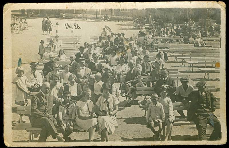 Photo. Summertimes at Haapsalu promenade in front of the speaker hall. 1926. Black and white.