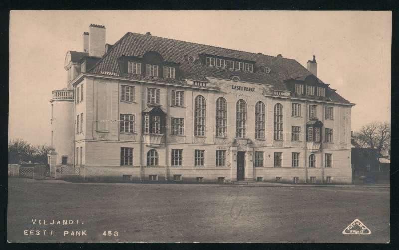 Postcard, Facade of the building of Viljandi Department of Eesti Pank