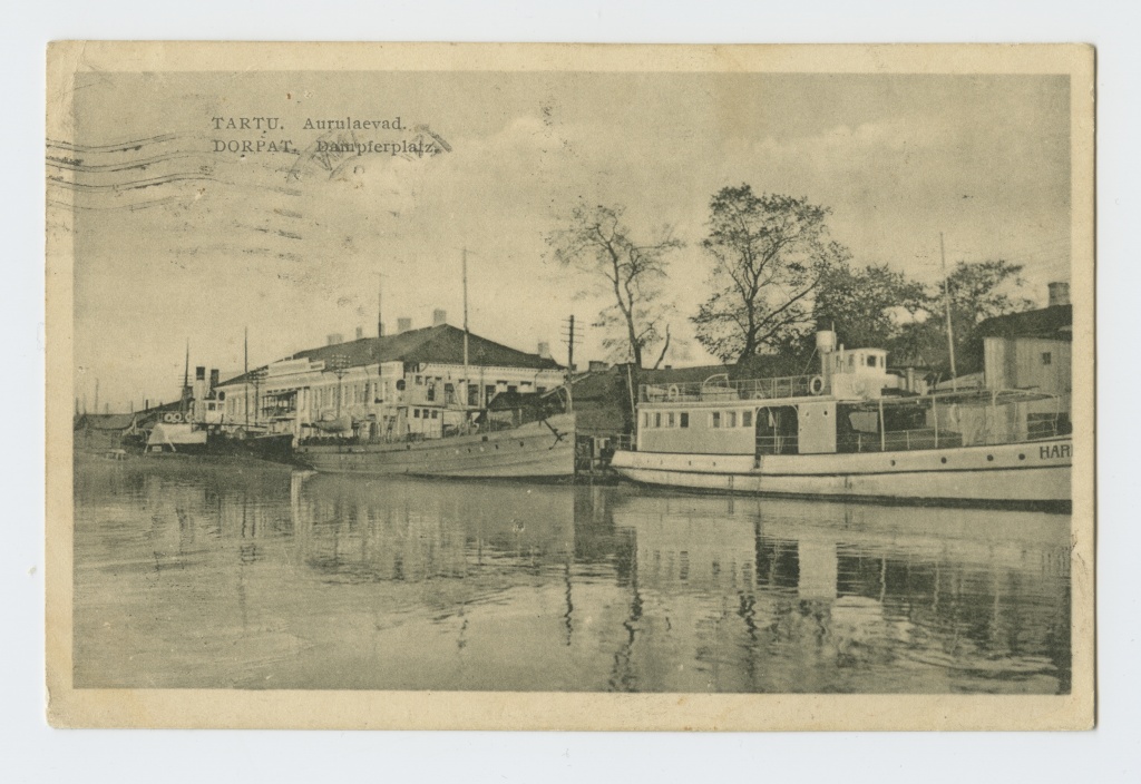 Postcard steam ships at Tartu River Port