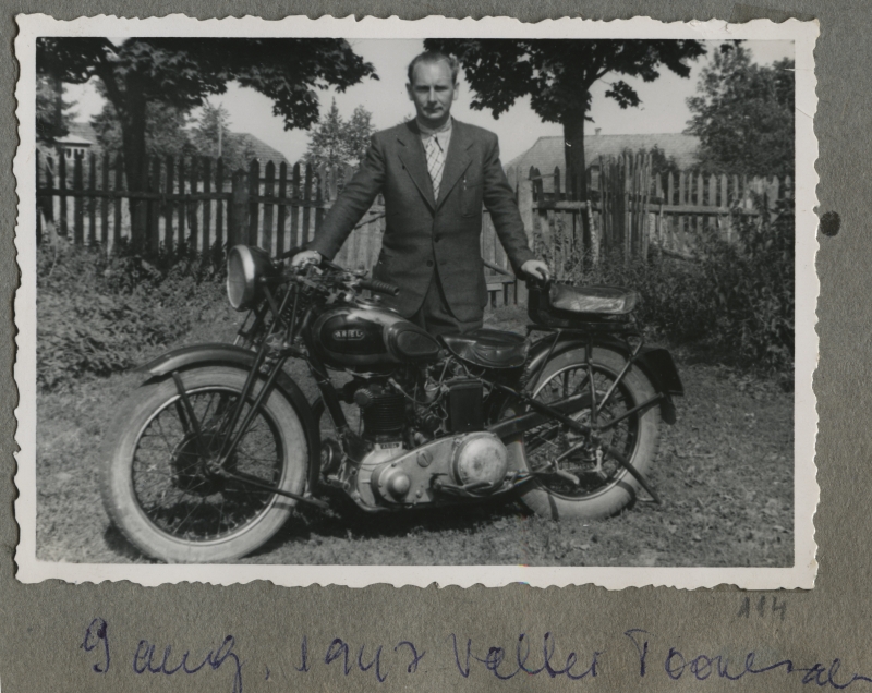 Valter Toomsalu with a motorcycle.