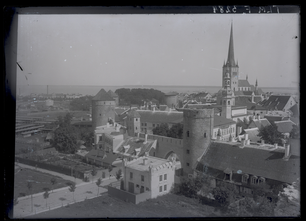 Tallinn, view of the western wall and the suburb of Toompea.