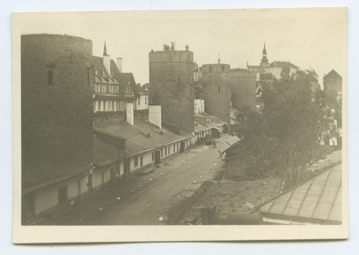 Tallinn, the old city wall on the Laboratory Street, the view of the northeast.