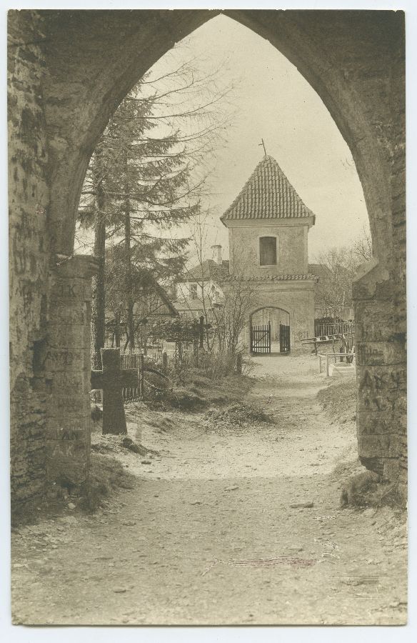 Tallinn, Pirita monastery ruins, view of the main portal cemetery.