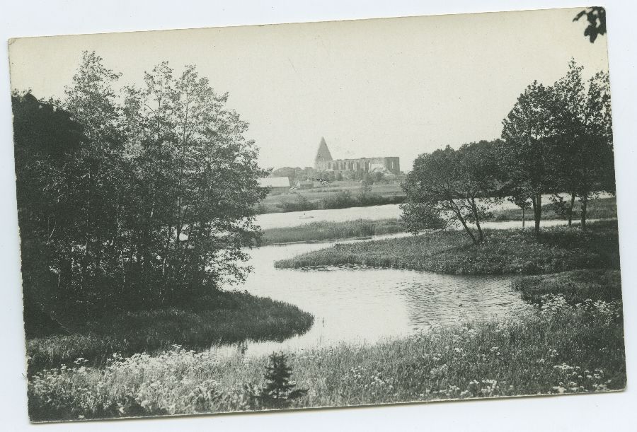 The ruins of the Pirita monastery from the southeast of Tallinn, in front of the River Pirita.