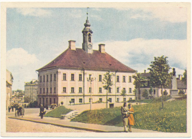 Postkaart. Tartu vaade. Tartu raekoda. 1955.
