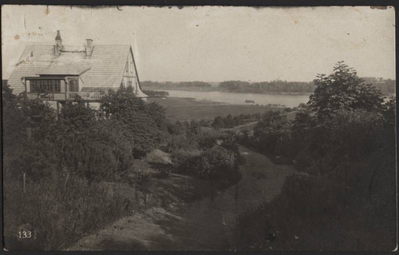 fotopostkaart, Viljandi, Trepimägi, vasakul villa Eiche, järv, u 1915, foto J. Riet