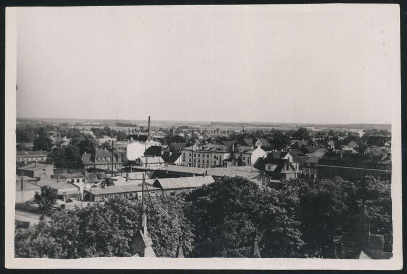foto, Viljandi, linn Pauluse kiriku tornist Tartu mnt poole , u 1965