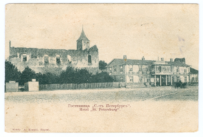 Postkaart. Turuplats ja hotell St. Peterburg. 1908.