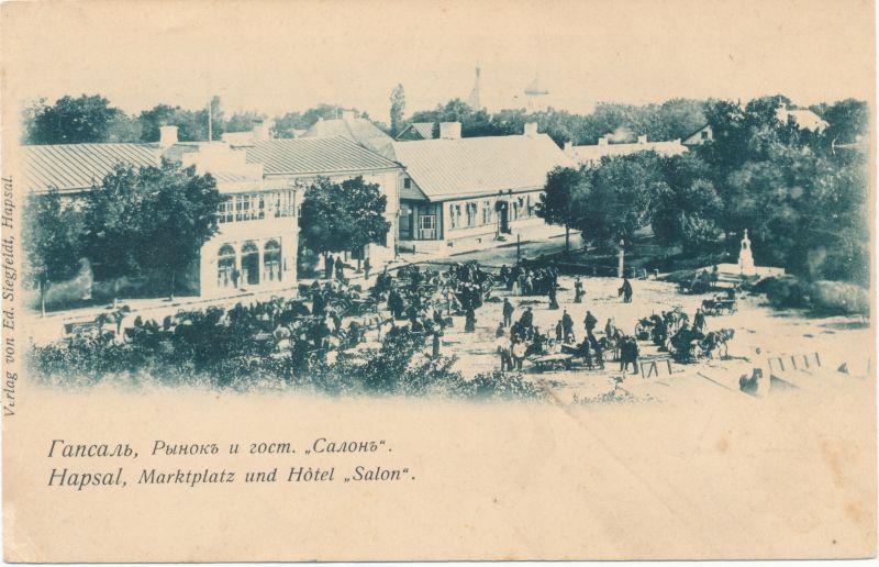 Postkaart. Turuplats ja hotell Salon. Enne 1905.