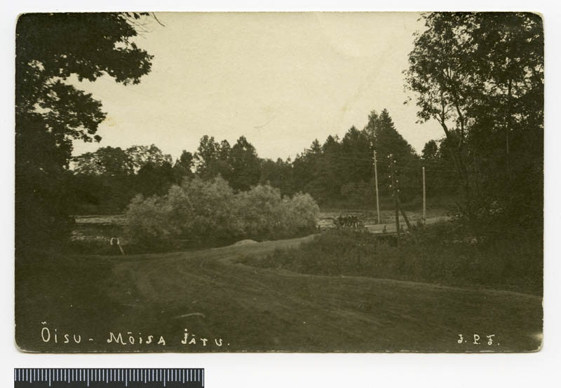 fotopostkaart, Paistu khk, Õisu, vaade sõidutee'lt Õisu mõisa järve'le, u 1925