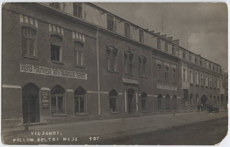 fotopostkaart, Viljandi, Tallinna tn 3, VEPS-i maja, u 1928, foto J. Riet