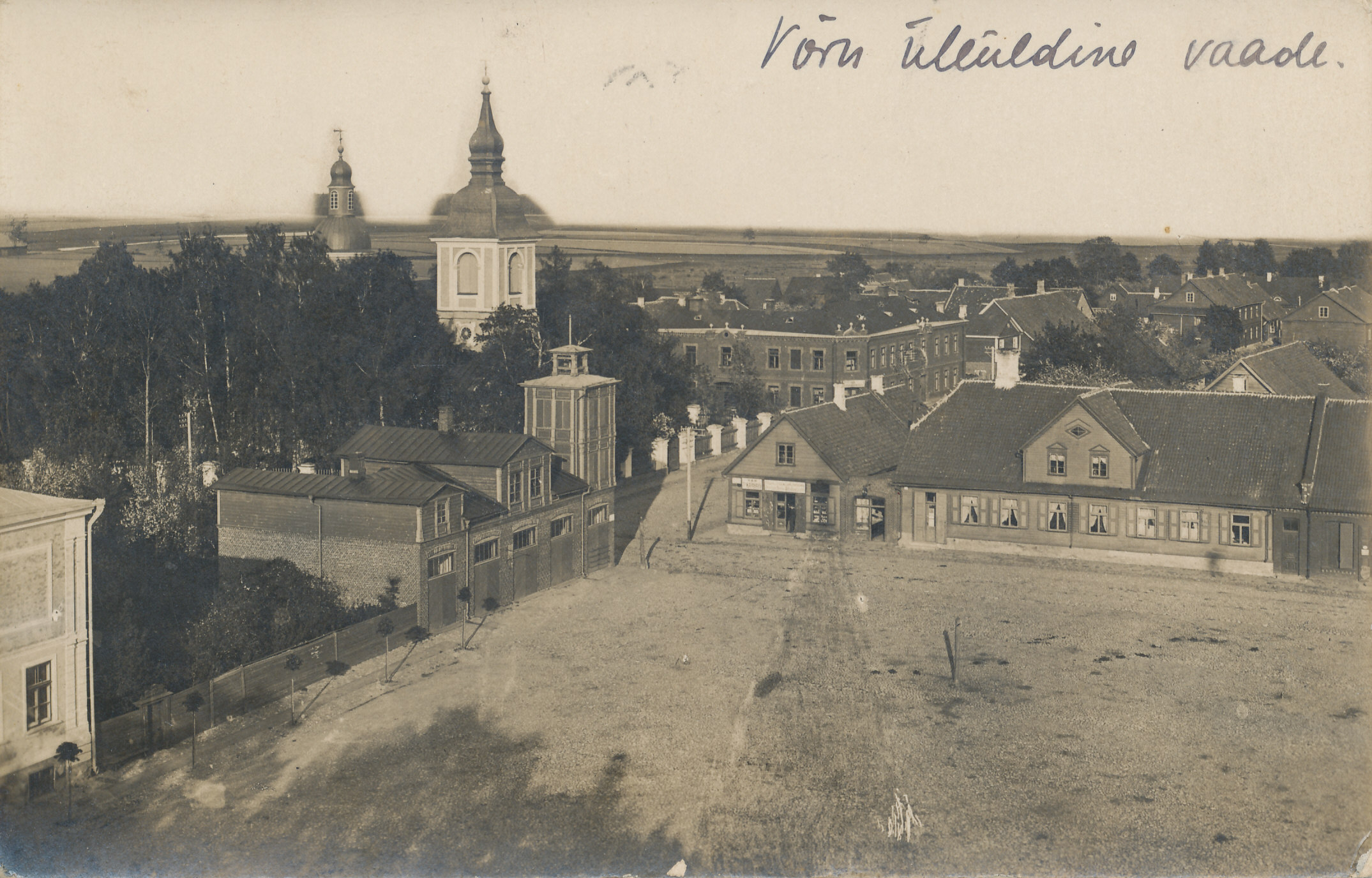 Postkaart. Vaade Võru turuplatsile Katarina kirikult. 16.veebruar 1919.a.